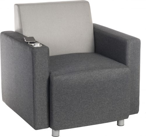 Cube Modular Fabric Armrest with USB Right Arm Only Dark Grey - 6972R