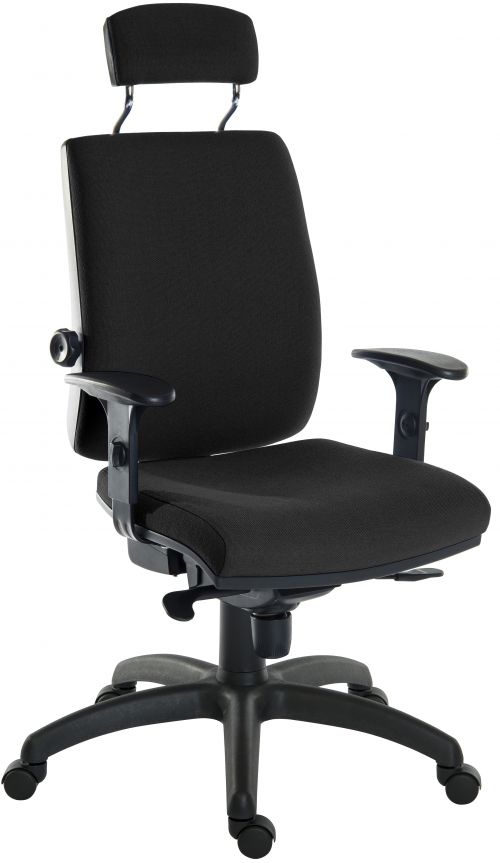 Teknik Office Ergo Plus Ergonomic Executive Operator Office Chair With Headrest Black - Certified For 24 Hour Use - 9700BLK/R510