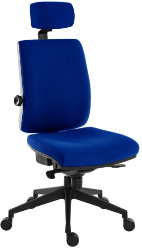 Teknik Office Ergo Plus Ergonomic Executive Operator Office Chair With Headrest and Comfort Adjustable Arms and Ultra Base Blue - Certified For 24 Hou