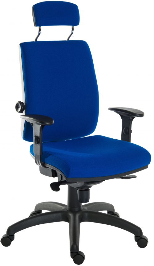 Teknik Office Ergo Plus Ergonomic Executive Operator Office Chair With Headrest Blue - Certified For 24 Hour Use - 9700BLU/R510