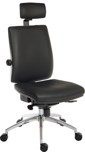 Teknik Office Ergo Plus Ergonomic Executive Operator PU Office Chair With Headrest and Apex Adjustable Arms and Premier Base Black - Certified For 24 